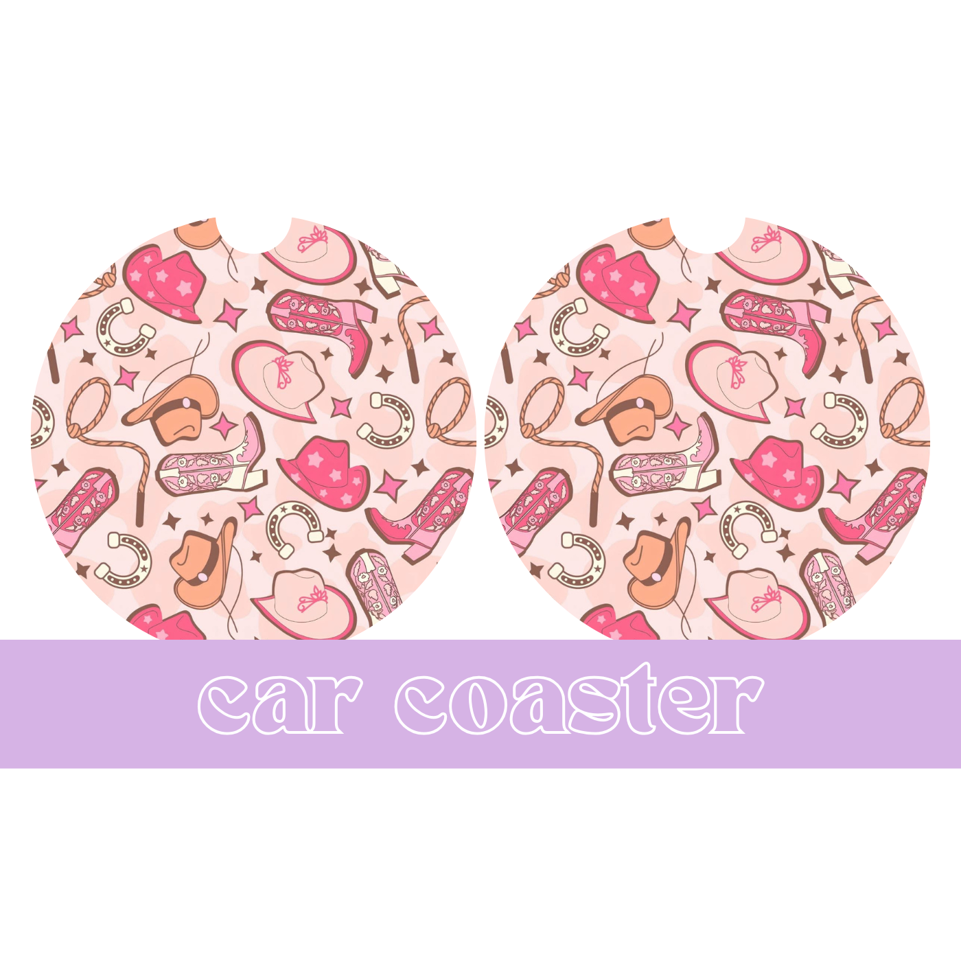 Pink Boots and Bows - Car Coaster