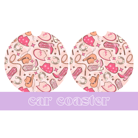 Pink Boots and Bows - Car Coaster
