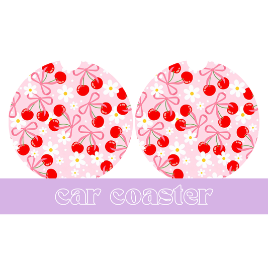 Pink Cherry Daisy - Car Coaster