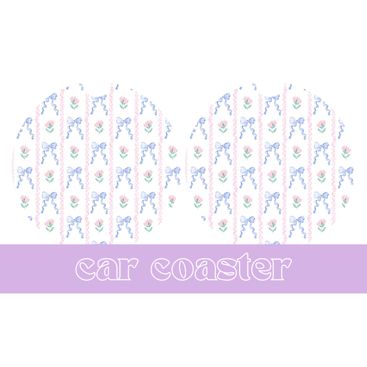 Vintage Blue Bows - Car Coaster
