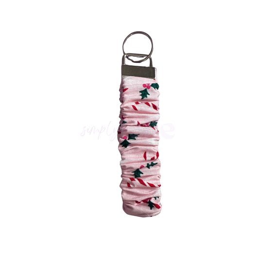 Pink Candy Cane Mini Xmas - Scrunch Wristlet