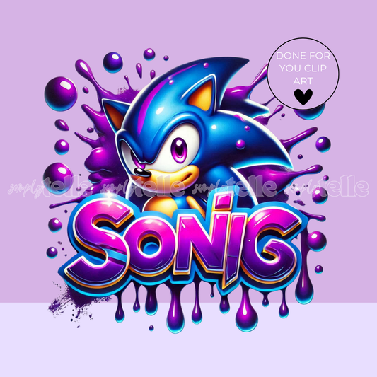 Blue Spikey Hedgehog - Digital Illustration - Clip Art - UVDTF Designs - Sublimation
