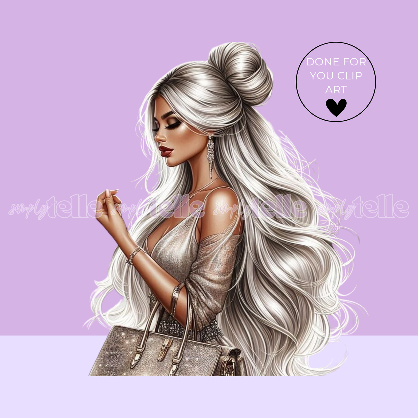 Bougee Luxurious Girl Blonde Hair | Tattoo Girl Digital Designs | Clip Art | UVDTF Designs | Sublimation
