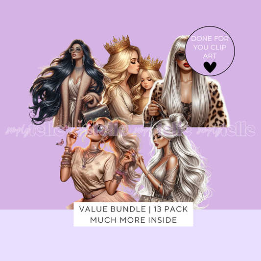 Value Bundle 13 Pack - Luxurious Girls - Digital Designs - Clip Art - UVDTF Designs - Sublimation
