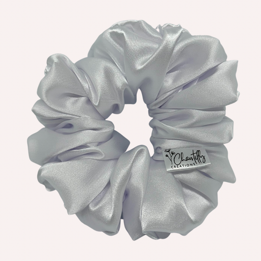 White Deluxe Satin - Regular Scrunchie