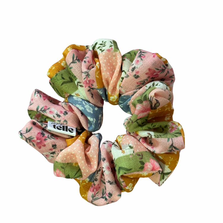 Spring Linen Florals - Regular Scrunchie