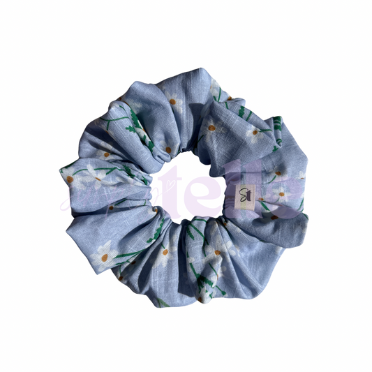 Blue Linen Daisy - Regular Scrunchie
