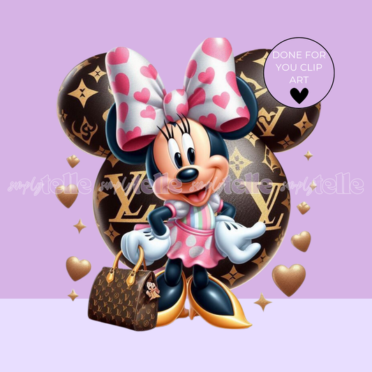 Cute Mouse Girl Bit Boujee - Digital Illustration - Clip Art - UVDTF Designs - Sublimation