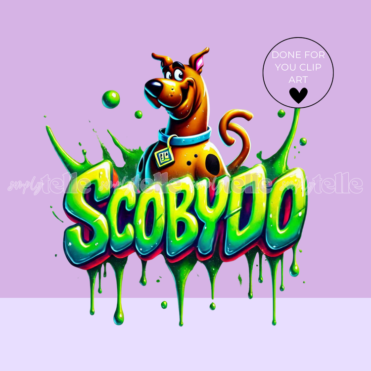 Green Scoby Do Dog - Digital Illustration - Clip Art - UVDTF Designs - Sublimation