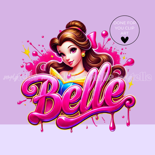 Princess Belle | Digital Illustration | Clip Art | UVDTF Designs | Sublimation