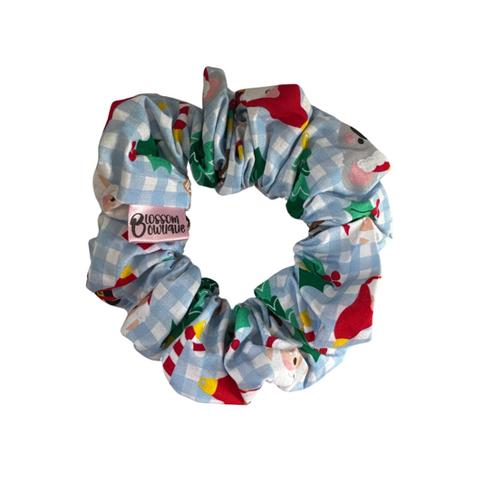 Blue Gingham Xmas | Regular Scrunchie
