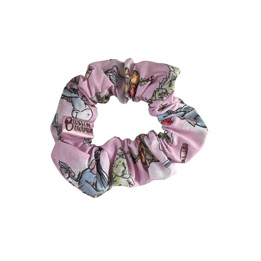 Yellow Bear Xmas Pink | Mini Scrunchie