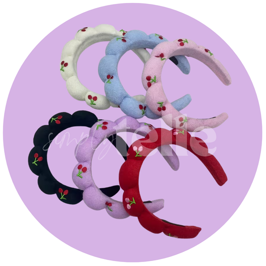 Cherry Embroidered Headband