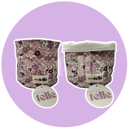 Lilac Purple Ditsy Flowers - Small Vanity Bucket