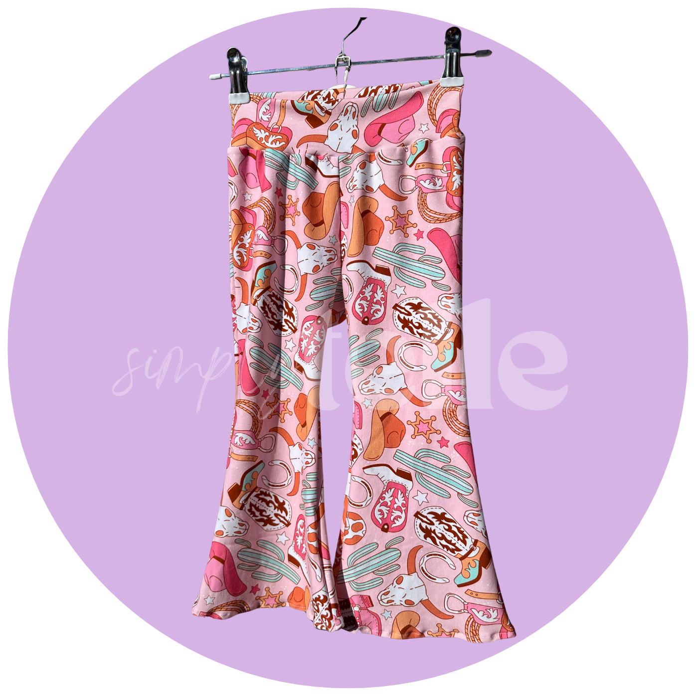 Pink Boots Cactus - Kids Flare Pants