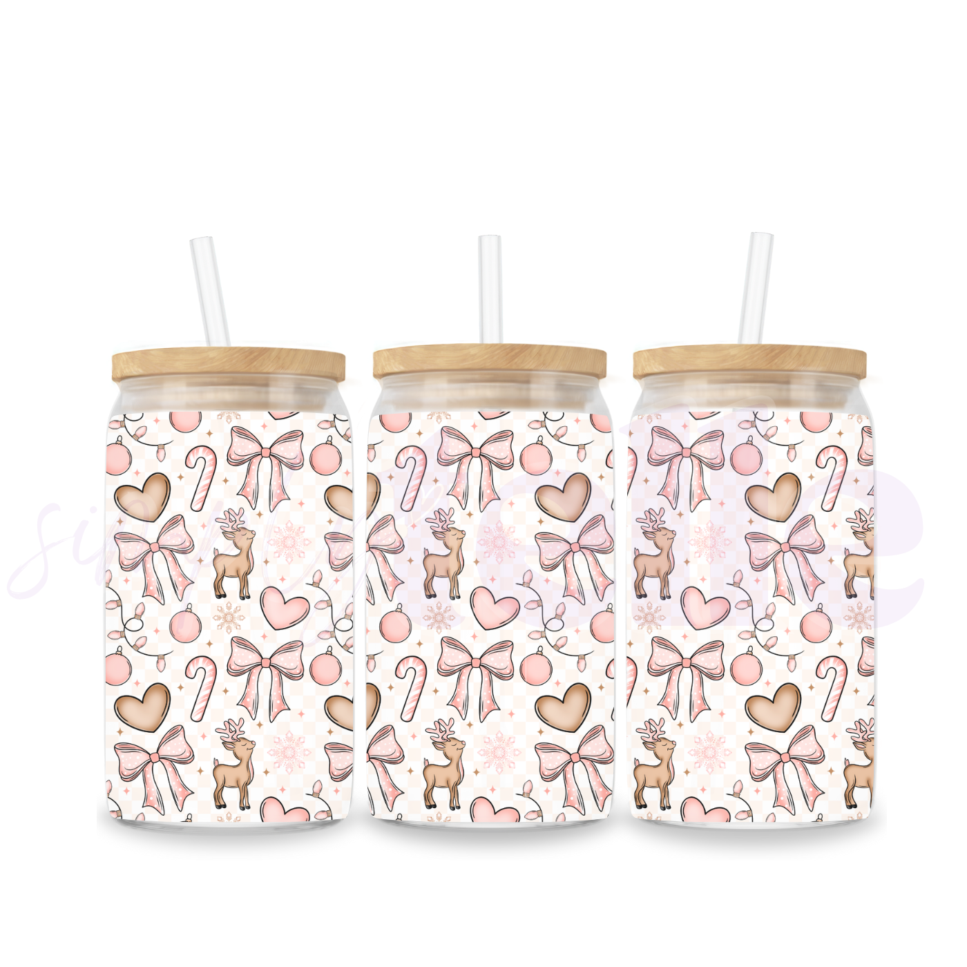 Cutesy Light Pink Xmas - 16oz Stainless Steel Tumbler Sublimated