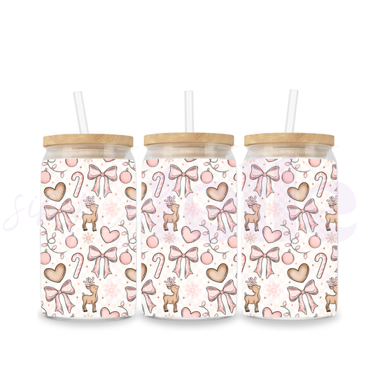 Cutesy Light Pink Xmas - 16oz Stainless Steel Tumbler Sublimated