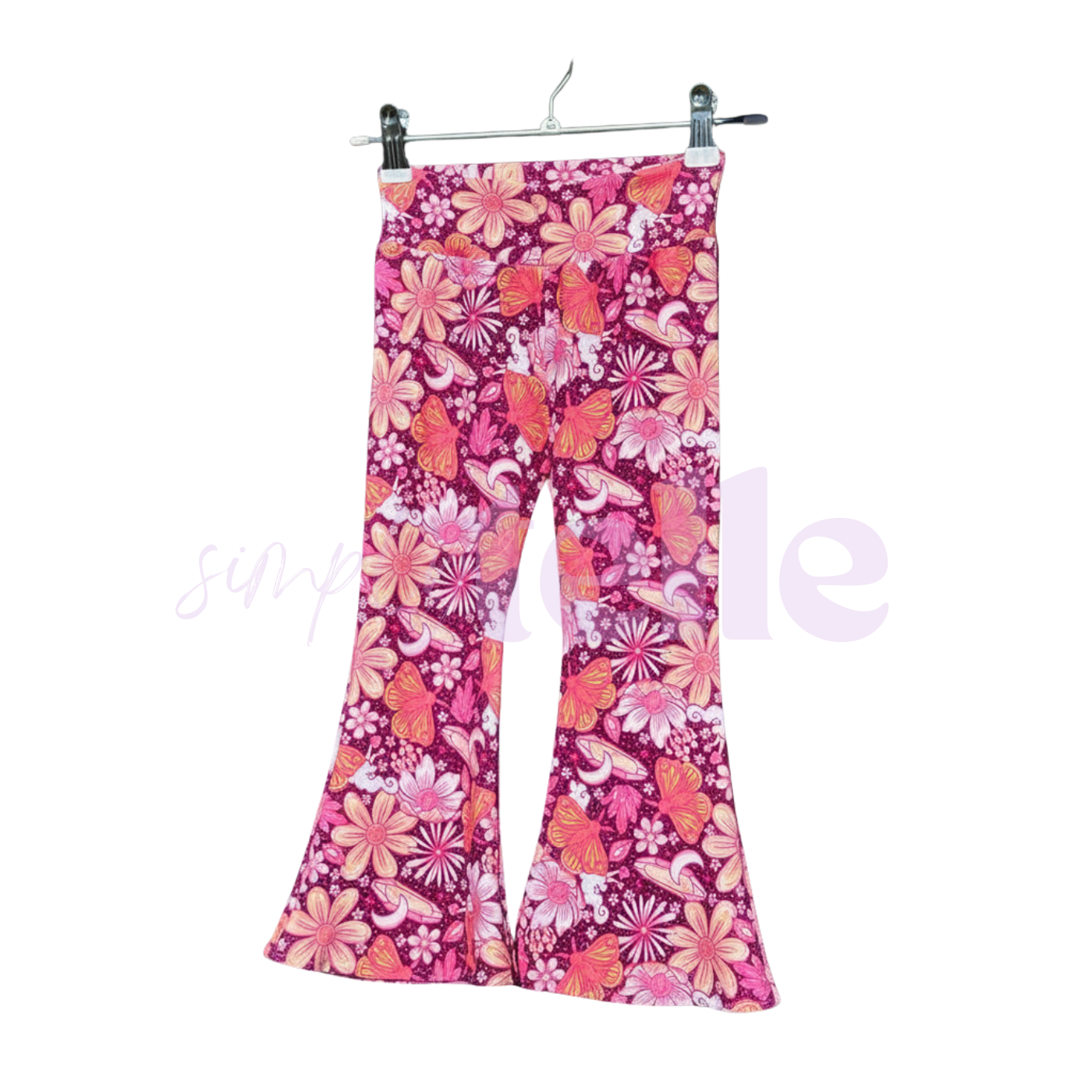 Purple Bloom and Flutter - Kids Flare Pants