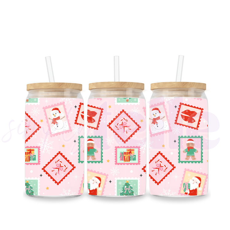 Pink Post Stamps Xmas - 16oz Stainless Steel Tumbler Sublimated