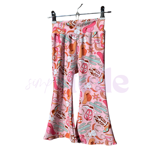 Pink Boots Cactus - Kids Flare Pants