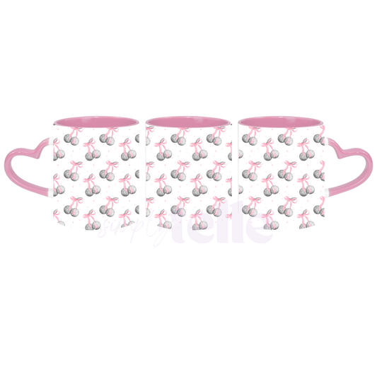 Disco Ball Bow - Pink Heart Handle Mug