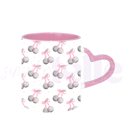 Disco Cherry Bow | Pink Heart Handle Mug