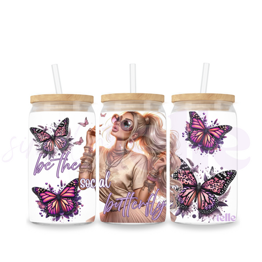 Be The Social Butterfly | 16oz Stainless Steel Tumbler Sublimated