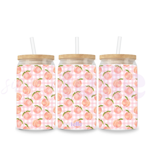 Peachy Gingham | 16oz Stainless Steel Tumbler Sublimated