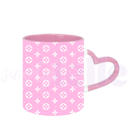 Luxy Dupe Flower Girl | Pink Heart Handle Mug