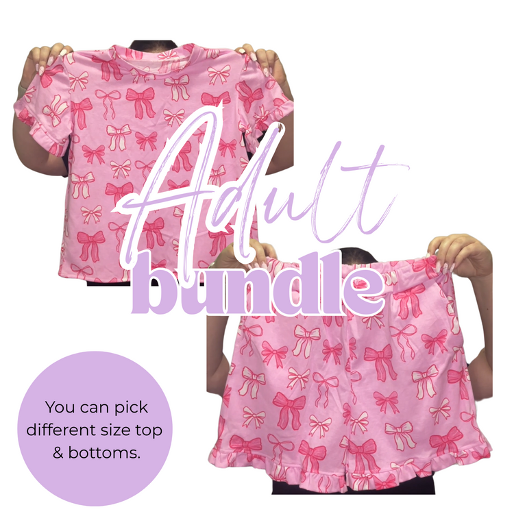Adults - Bundle Pink Bow PJ's