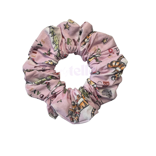 Yellow Bear Xmas Pink - Regular Scrunchie