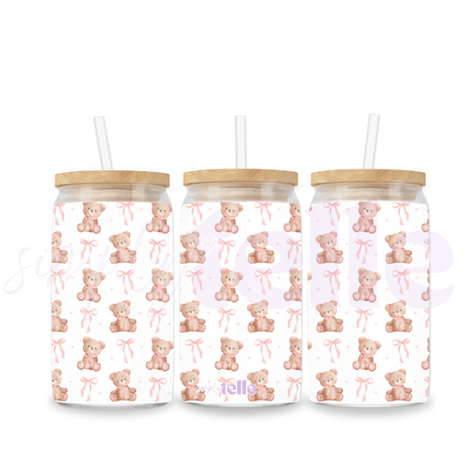 Cutesy Bear & Bow | 16oz Stainless Steel Tumbler Sublimated