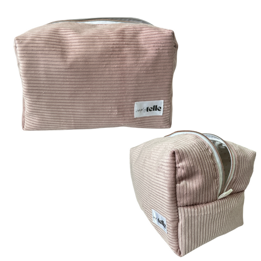 Pink Corduroy White Hearts | Large Boxy Bag Carry All