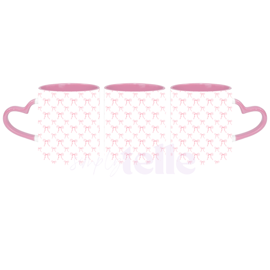 Little Bows - Pink Heart Handle Mug