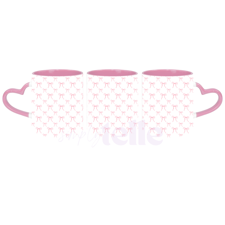 Little Bows - Pink Heart Handle Mug