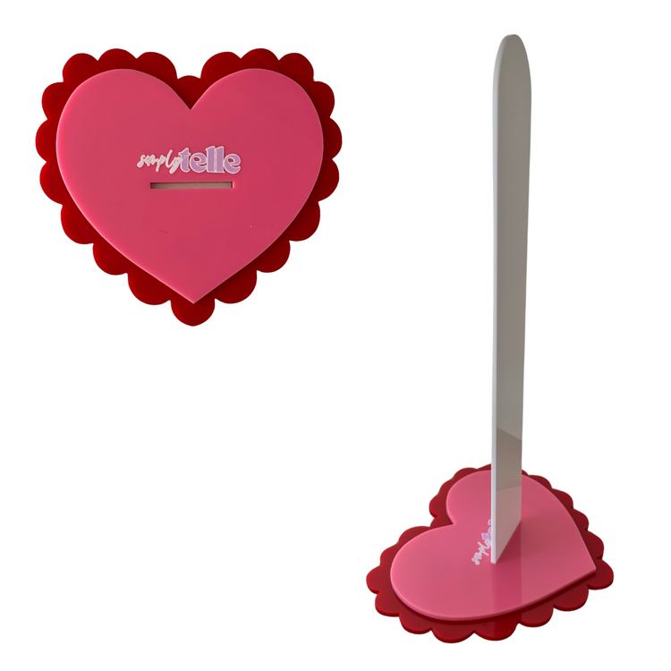 Vintage Heart Darker Red Deep Pink - Scrunchie Stand