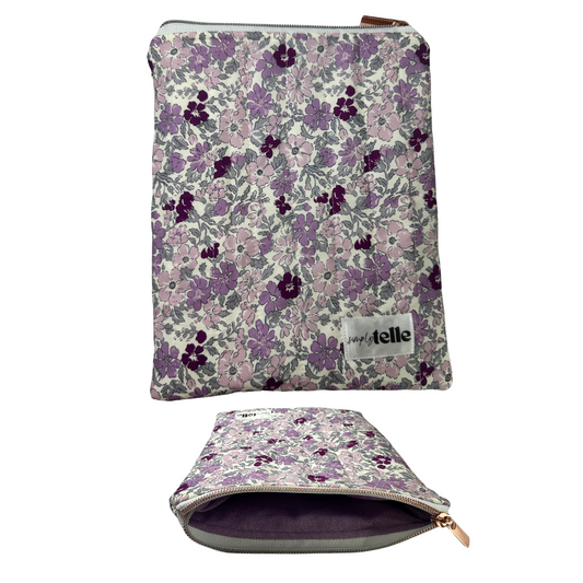 Lilac Floral Dream | Small Book Sleeve w/Rose Gold Zipper