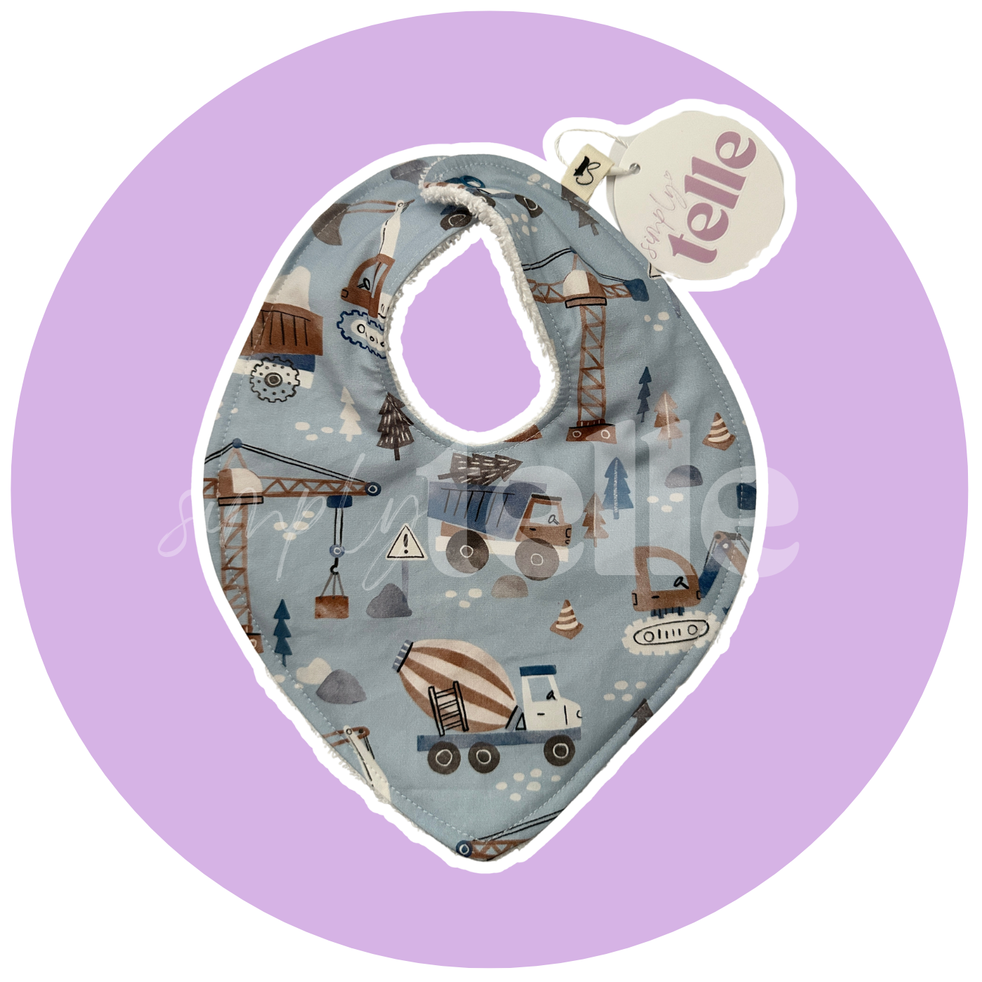 Blue Construction Trucks - Newborn Bib