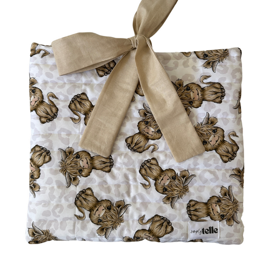 Highland Cow Leopard - Laptop Case w/Bow Tie