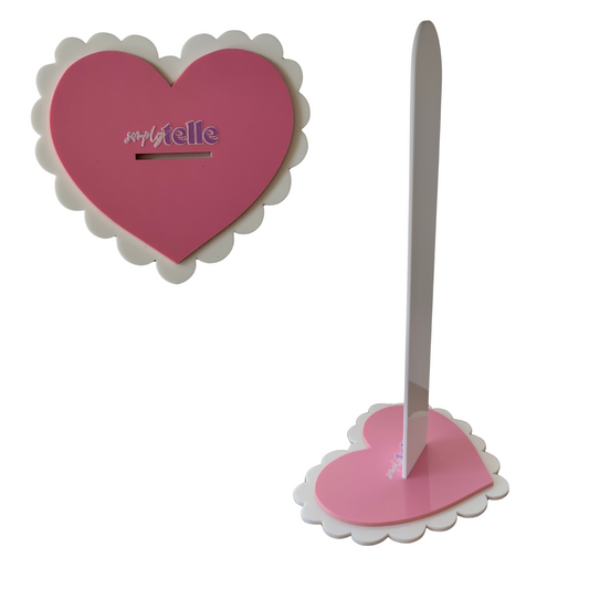 Vintage Heart White & Light Pink - Scrunchie Stand