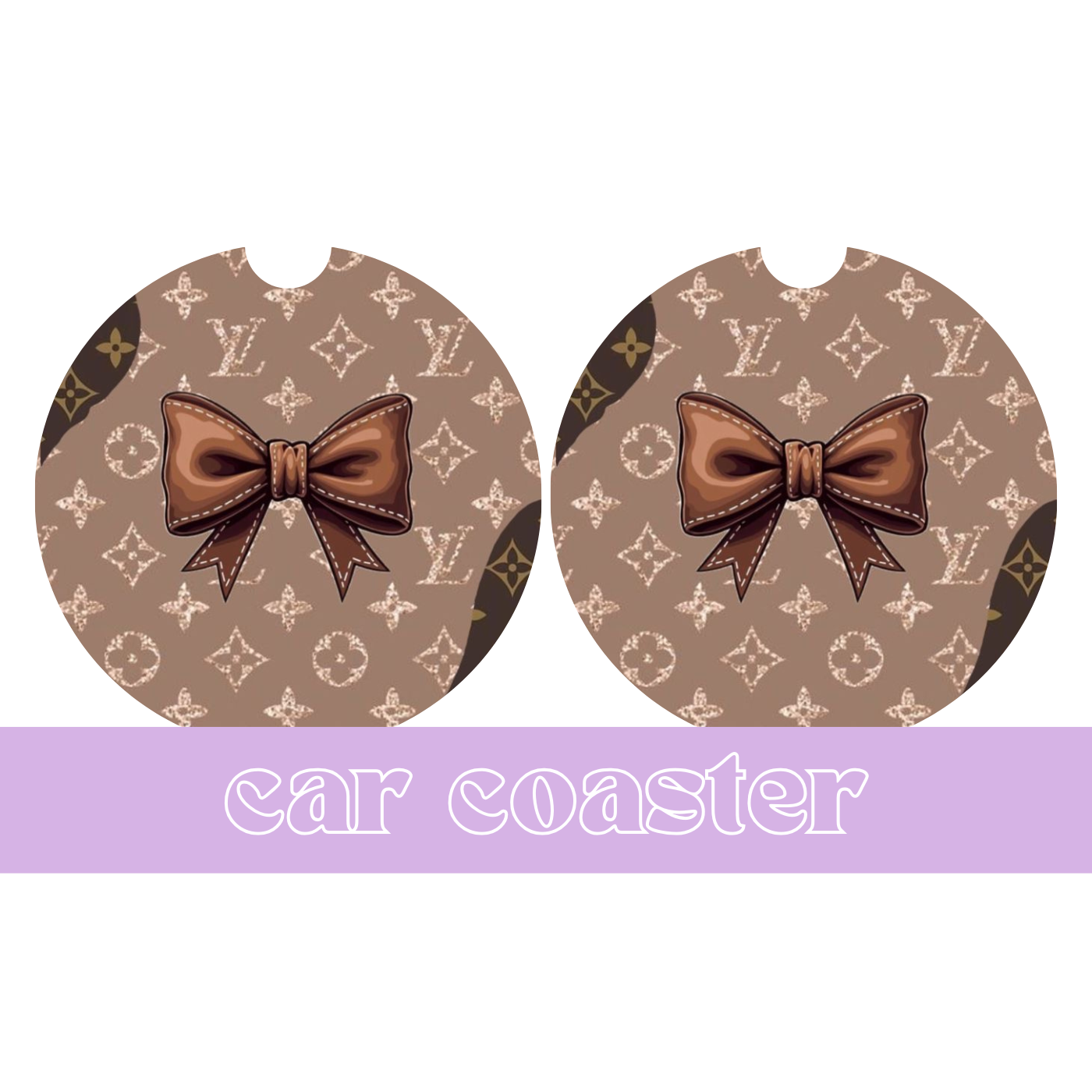 Boujee Brown Bow - Car Coaster