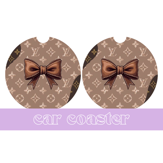 Boujee Brown Bow - Car Coaster