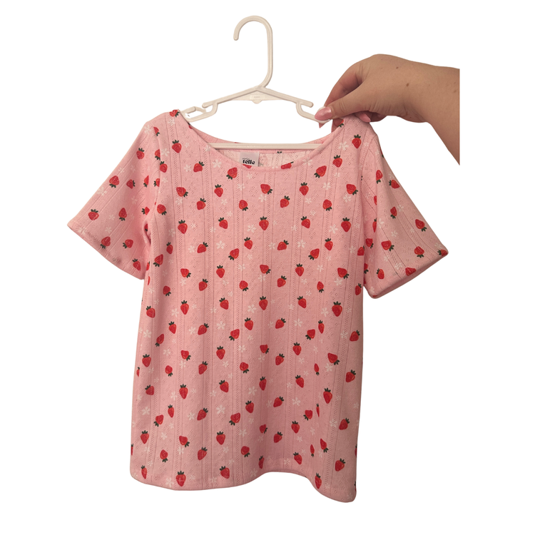 Strawberry Pointelle - Size 5/6 - Kids Top