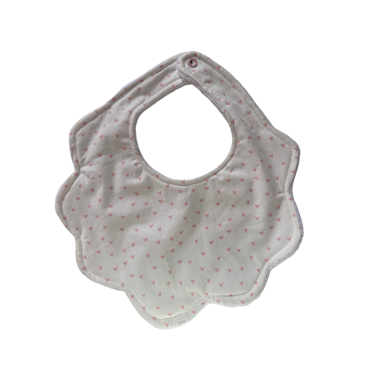 White Mini Hearts - Bib Scallop