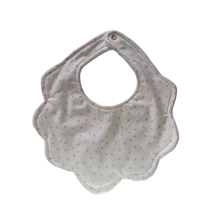 White Mini Hearts - Bib Scallop