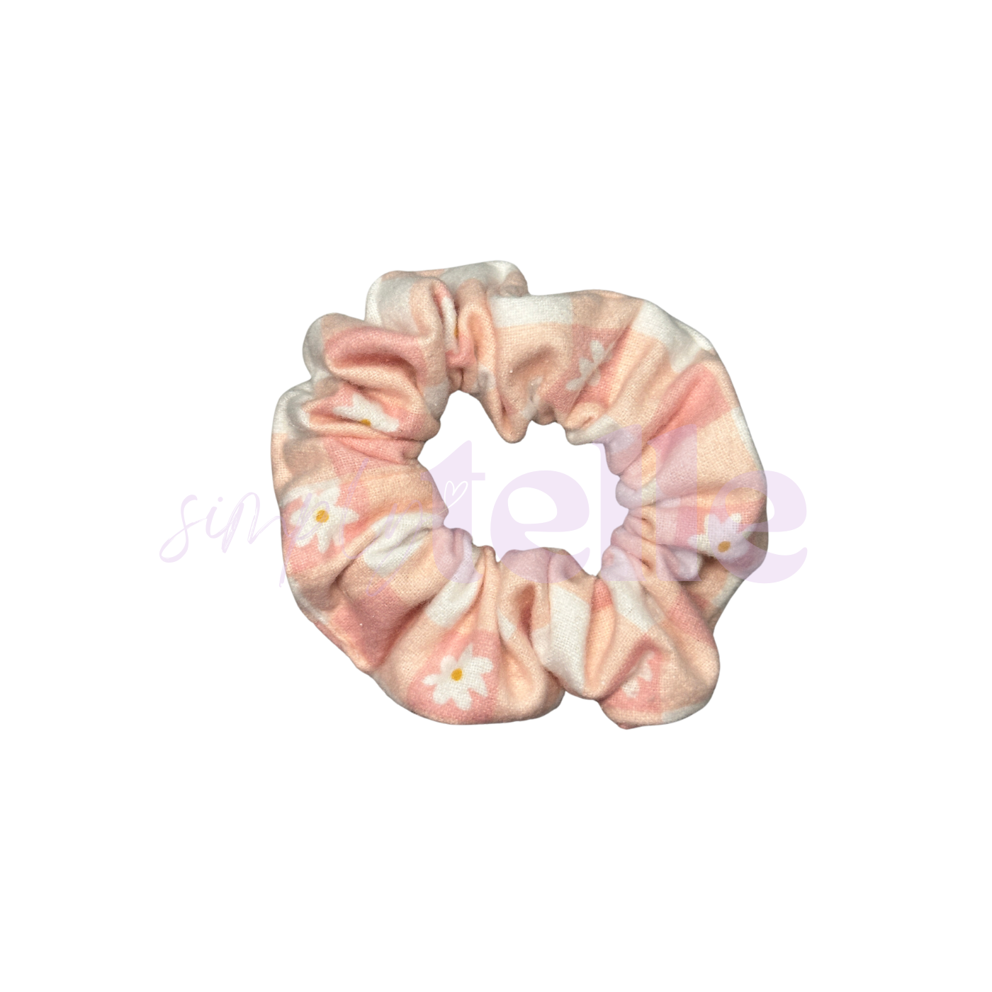 Pink and White Flannel - Mini Scrunchie