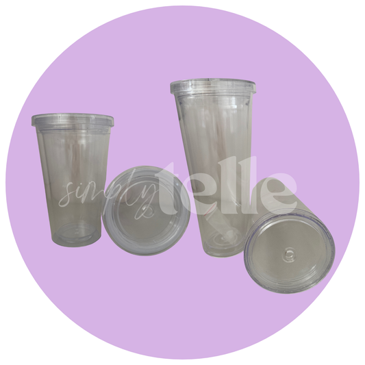 16 or 24oz Tapered Acrylic Snow Globe Blank With Flat Lid