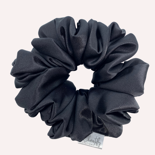 Black Deluxe Satin - Regular Scrunchie